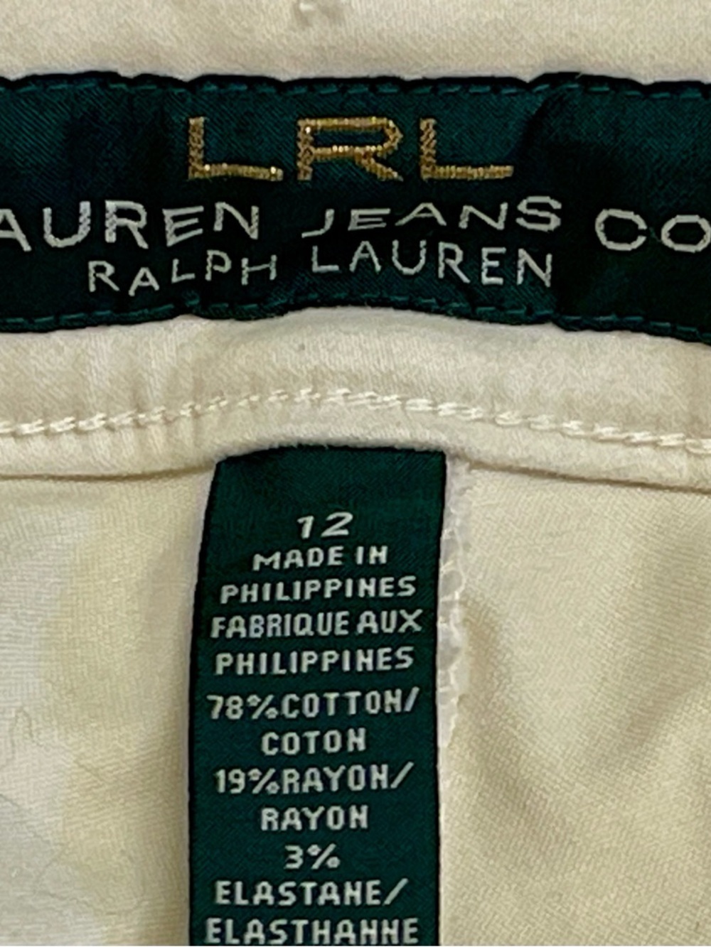 Lauren Ralph Lauren Cream Straight Leg Pants Size 12 Stretch - Picture 6 of 6